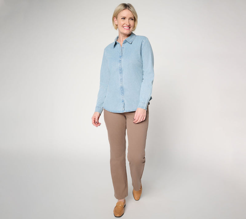 Joan Rivers No Gap Denim Pull-Over Girlfriend Shirt — View 5