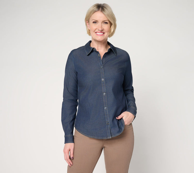 Joan Rivers No Gap Denim Pull-Over Girlfriend Shirt — View 14