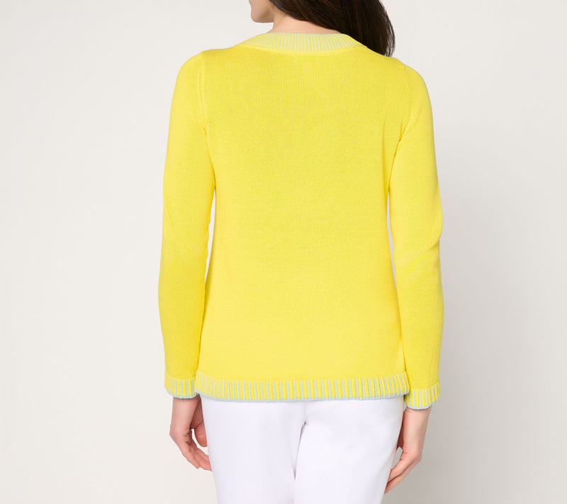 Joan Rivers Intarsia Stripe Anchor Sweater with Rb Detail — View 4
