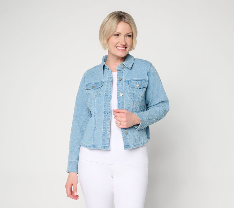 Women with Control Jacquard Denim Jacket — View 8