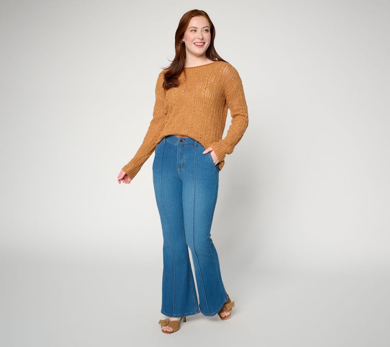 Peace Love World Petite Full Length Flare Leg Denim — View 6
