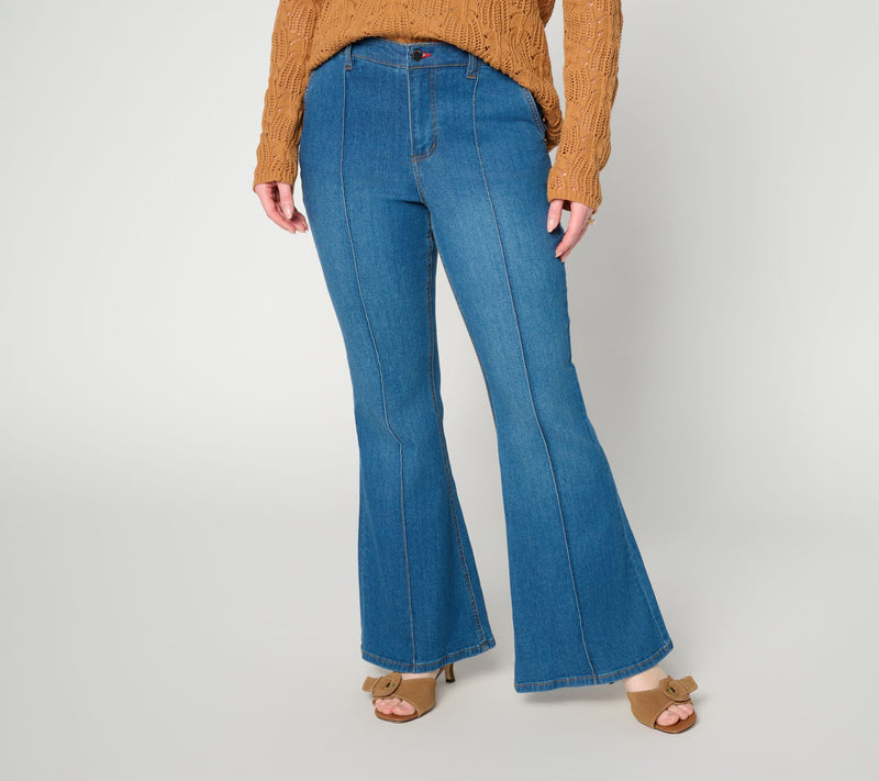 Peace Love World Petite Full Length Flare Leg Denim — View 3