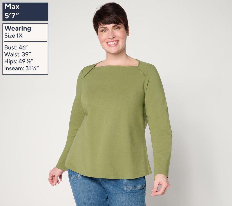 Me by Jennie Garth Envelope Neck Long Sleeve Knit Top — View 2