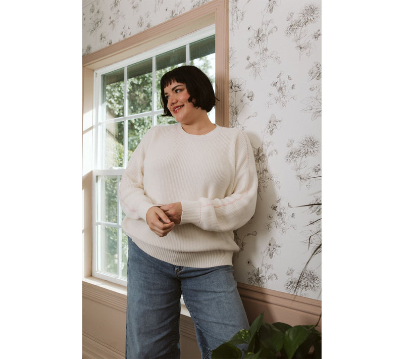 Me by Jennie Garth 100% Cotton Coast Sweater with Whipstitch — View 6