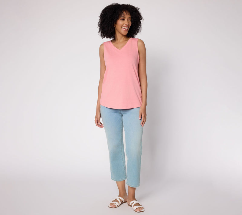 AnyBody Heather Jersey V-Neck Tank Top — View 5