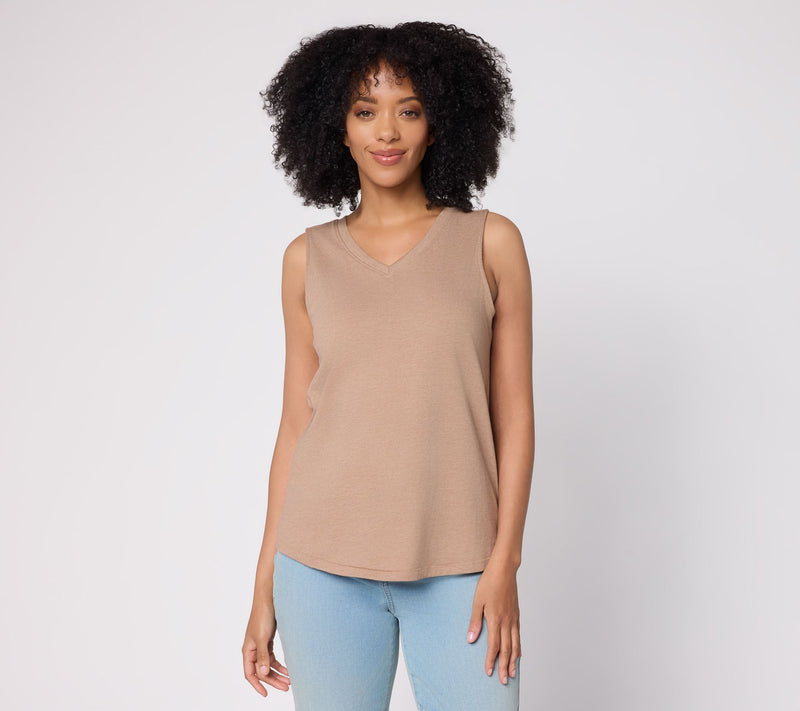 AnyBody Heather Jersey V-Neck Tank Top — View 11