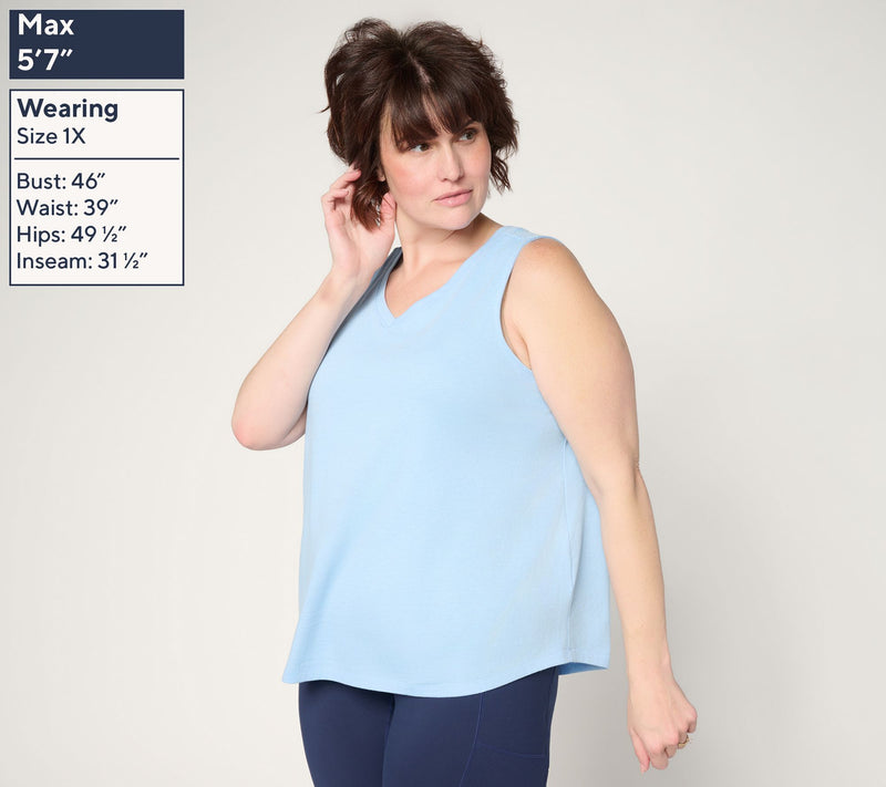 AnyBody Heather Jersey V-Neck Tank Top — View 2