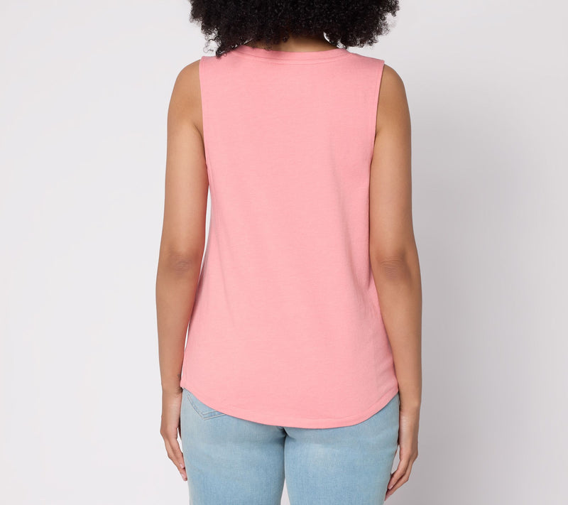 AnyBody Heather Jersey V-Neck Tank Top — View 4