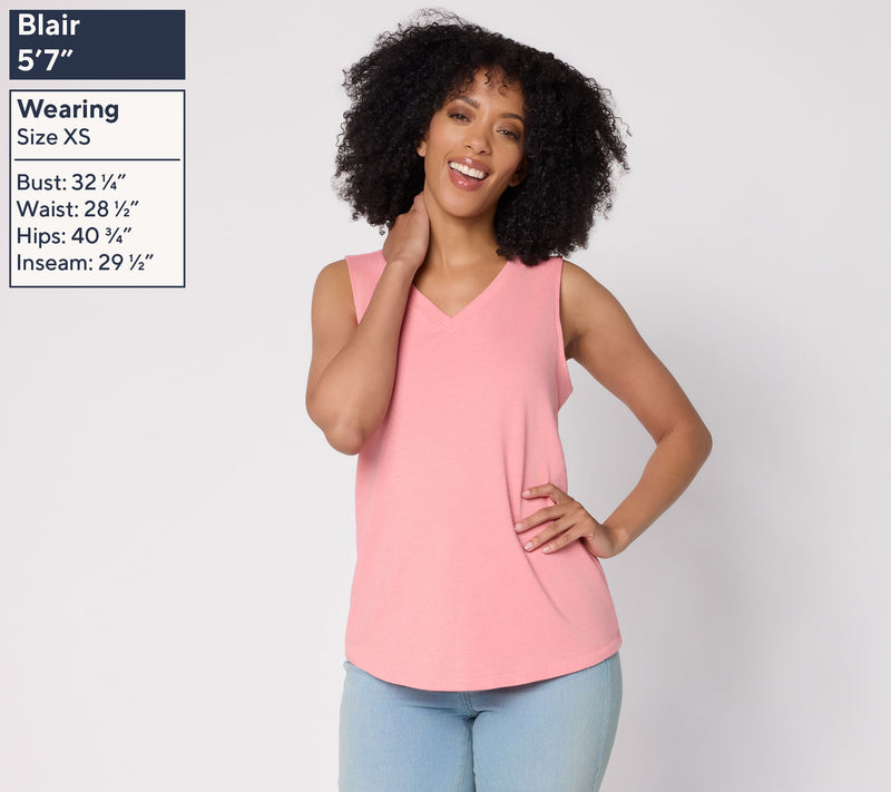 AnyBody Heather Jersey V-Neck Tank Top — View 3