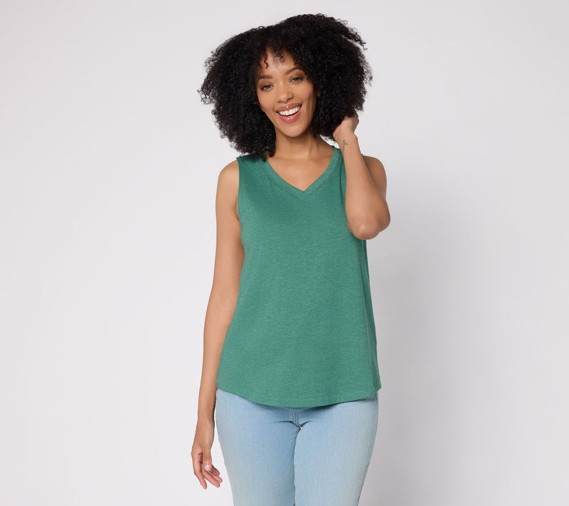 AnyBody Heather Jersey V-Neck Tank Top — View 13