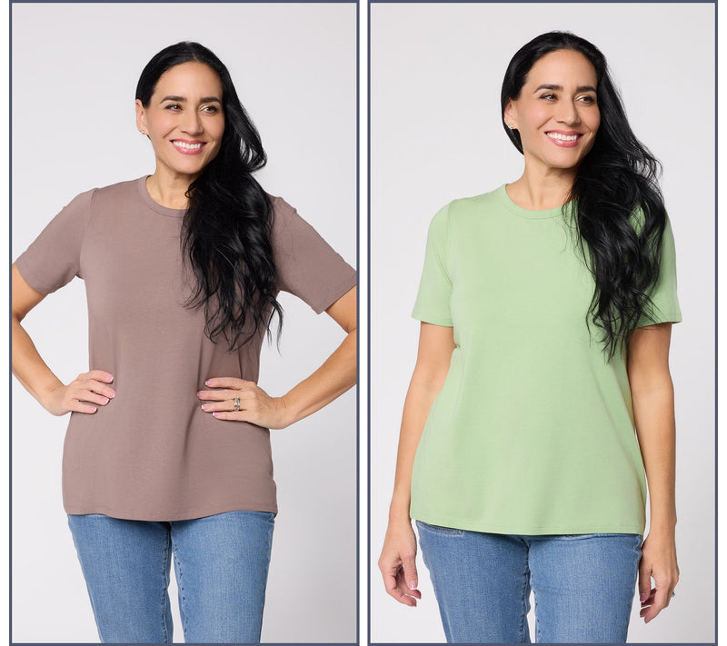 AnyBody Cozy Knit Jersey Pack of 2 Tees — View 4
