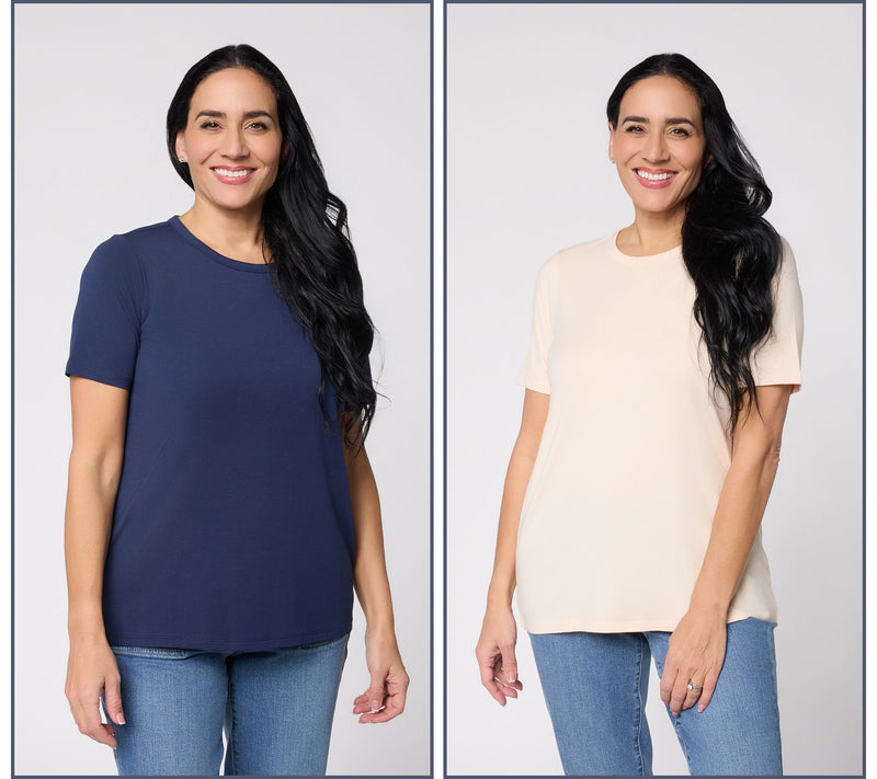 AnyBody Cozy Knit Jersey Pack of 2 Tees — View 2