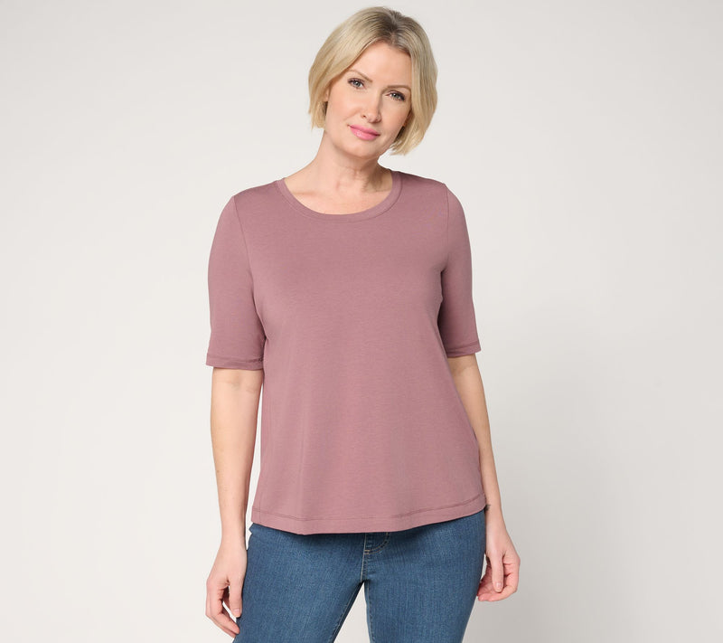 AnyBody Cozy Knit Jersey and Waffle Mixed Tee — View 14