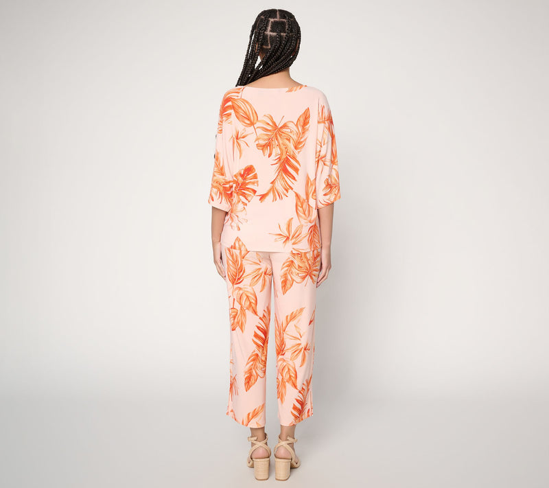 Attitudes by Renee Petite Como Jersey Top and Bottom Set — View 4