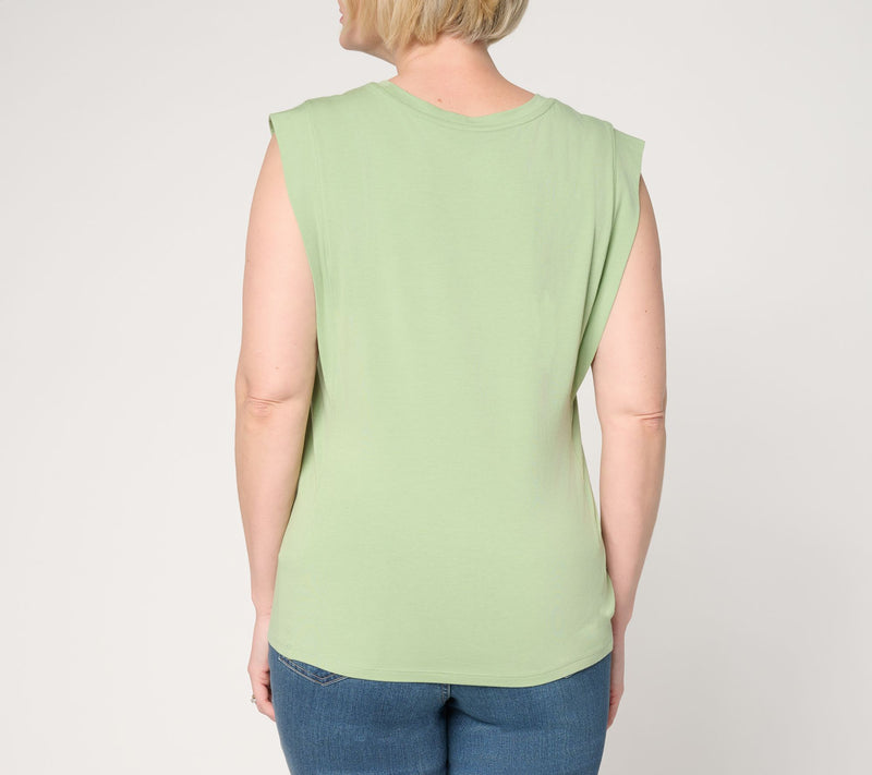 AnyBody Cozy Knit Jersey Extended Shoulder Tee — View 4