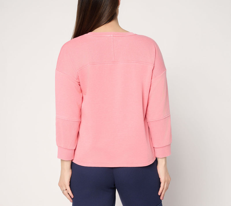 AnyBody Beach Wash French Terry Pullover — View 4