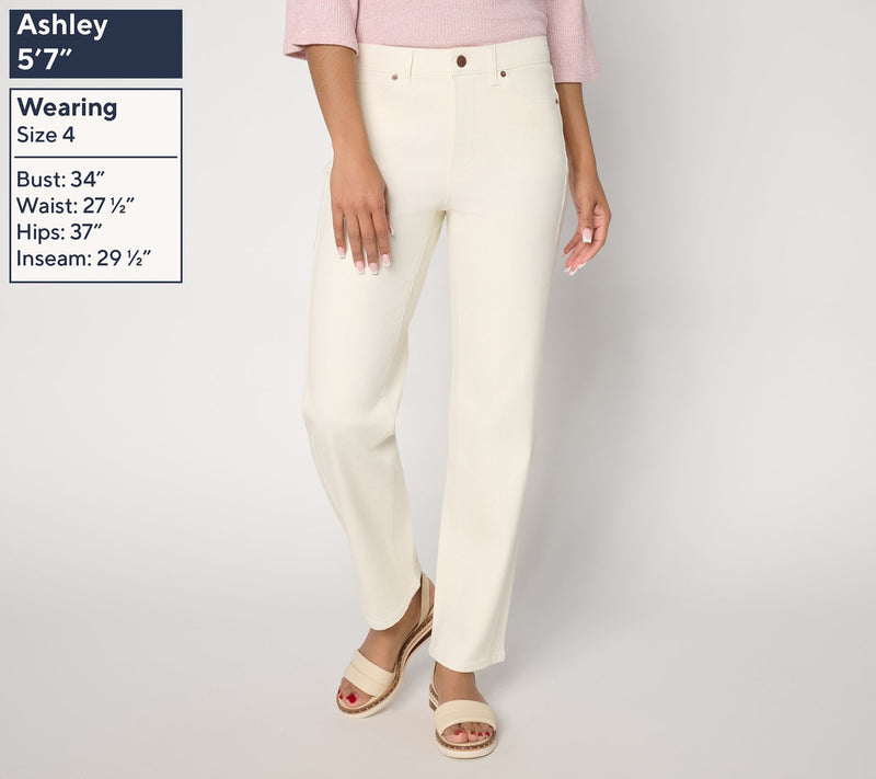 Me by Jennie Garth Petite Repreve Straight Jeans- Natural — View 2