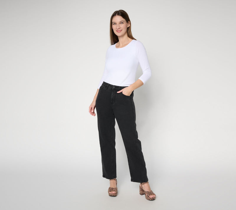 Me by Jennie Garth Petite Repreve Washed Black Straight Jean — View 6