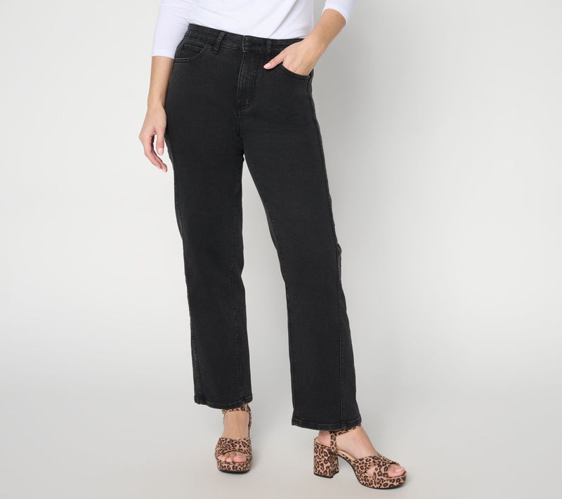 Me by Jennie Garth Petite Repreve Washed Black Straight Jean — View 3