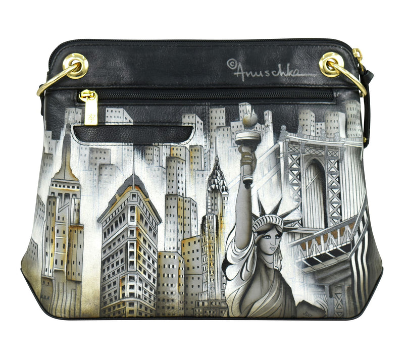 Anuschka Painted Leather Cityscape Crossbody Bag — View 2