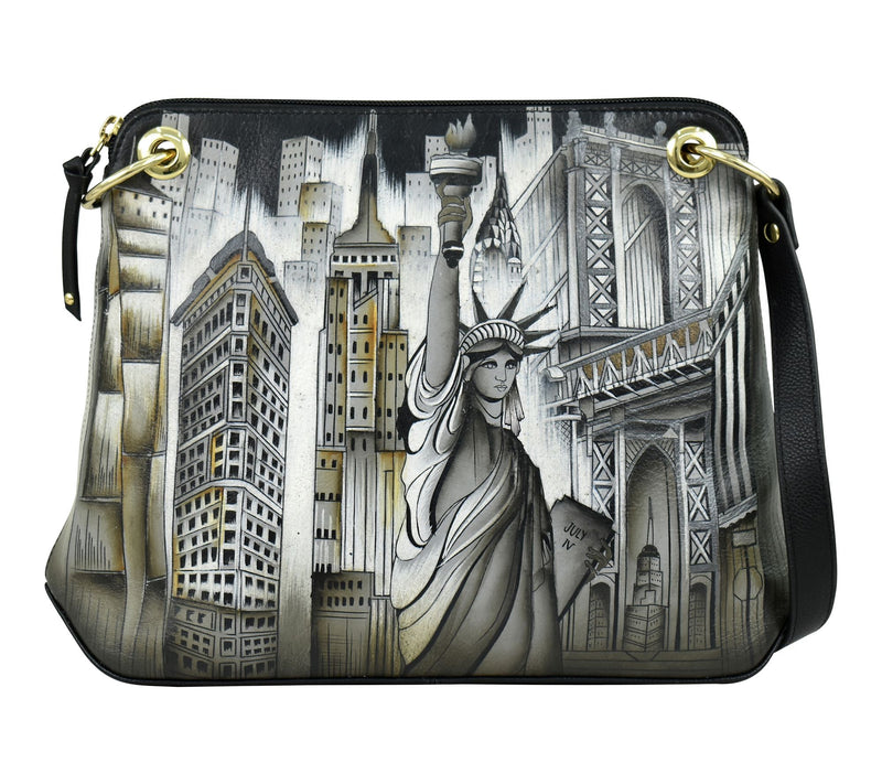 Anuschka Painted Leather Cityscape Crossbody Bag — View 7