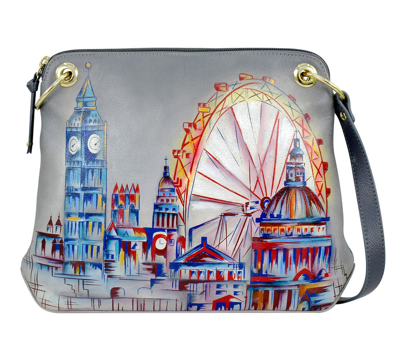 Anuschka Painted Leather Cityscape Crossbody Bag — View 8