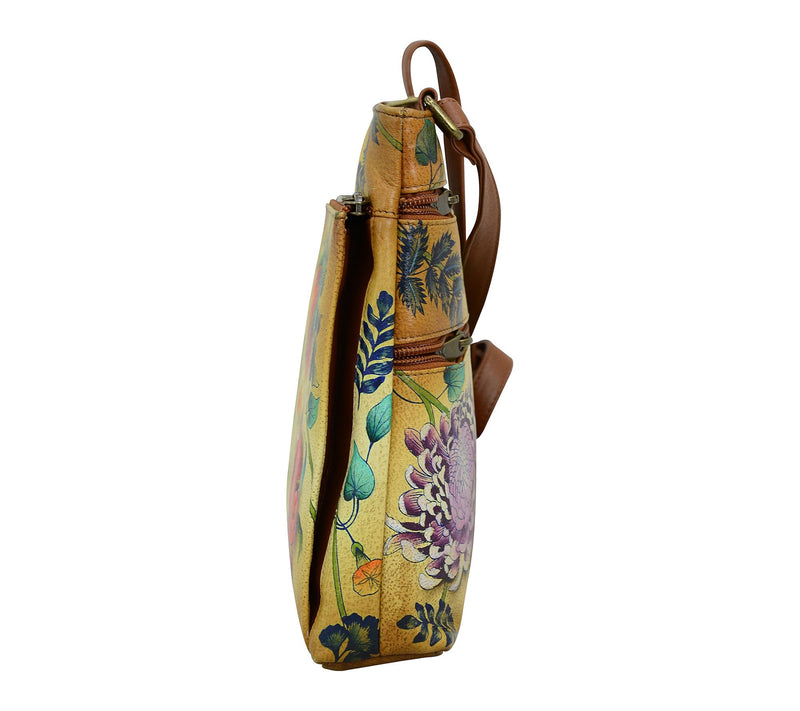 Anuschka Painte d Leather Cross body w/ Front Z ip RFID Organiz — View 4
