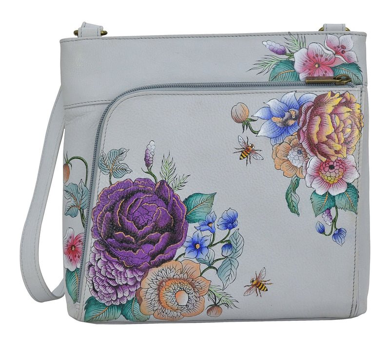 Anuschka Painte d Leather Cross body w/ Front Z ip RFID Organiz — View 9