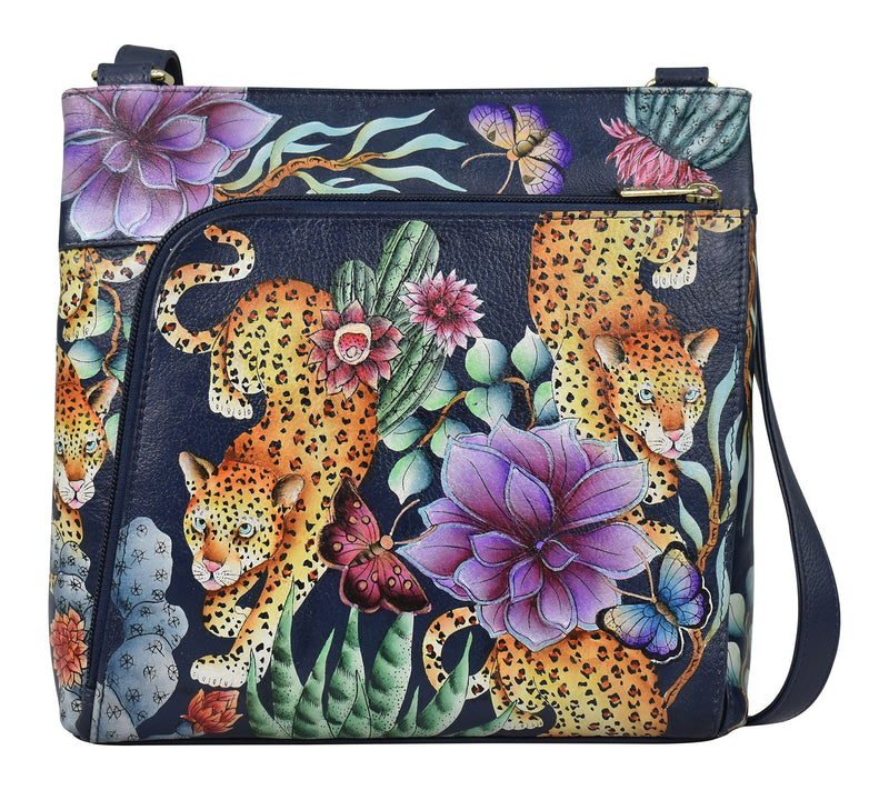 Anuschka Painte d Leather Cross body w/ Front Z ip RFID Organiz — View 10