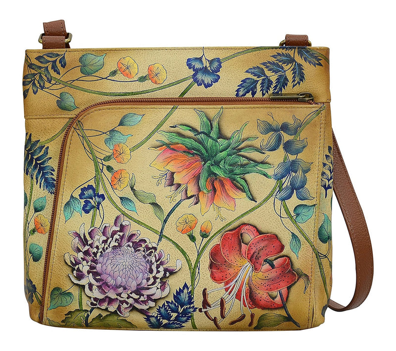 Anuschka Painte d Leather Cross body w/ Front Z ip RFID Organiz — View 11
