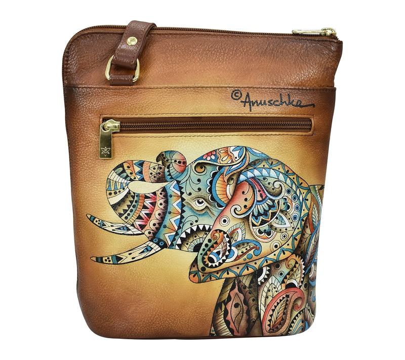 Anuschka Painte d Leather Cross body w/ Large Z ip Opening — View 2