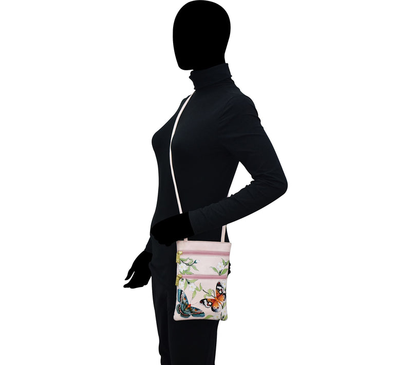 Anuschka Painte d Leather Mini Double Zip Trav el Crossbody — View 4