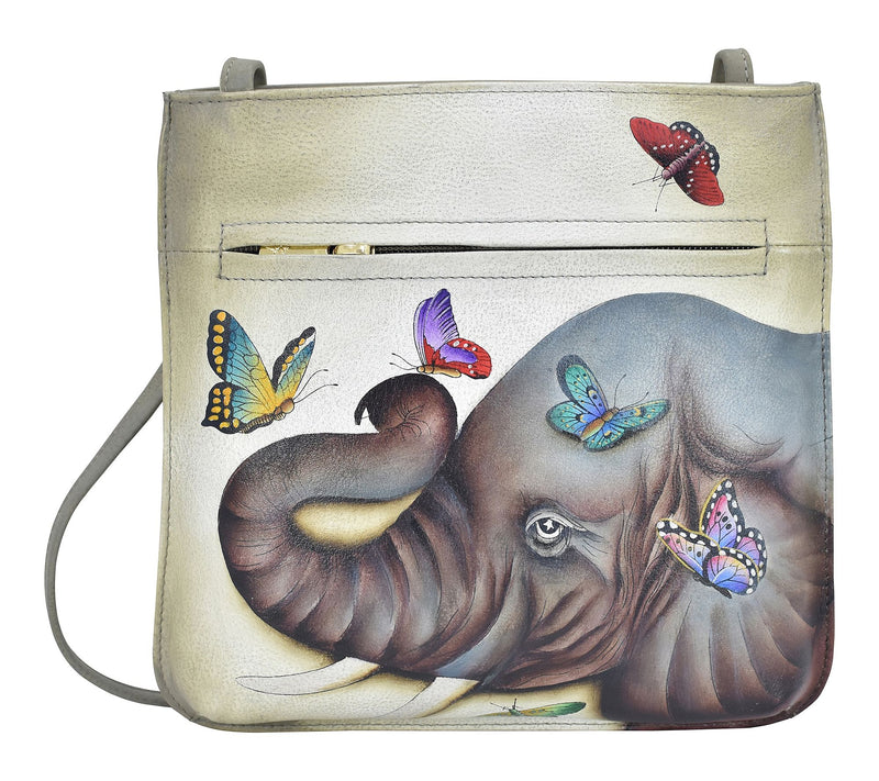Anuschka Painted Leather Slim Crossbody with Front Zip — View 12