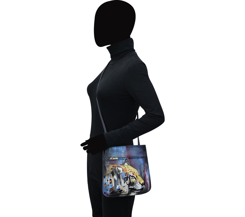 Anuschka Painted Leather Slim Crossbody with Front Zip — View 4