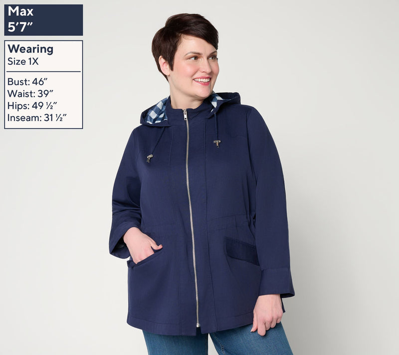 Susan Graver Regular Water Repellent Jacket with Printed Lining — View 2