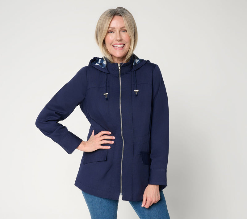 Susan Graver Regular Water Repellent Jacket with Printed Lining — View 13