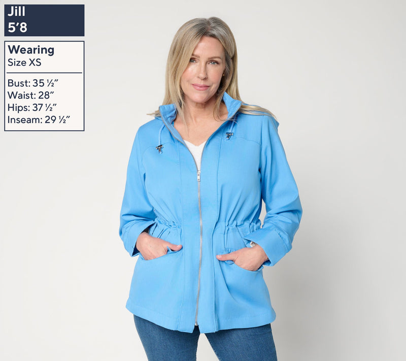 Susan Graver Regular Water Repellent Jacket with Printed Lining — View 3