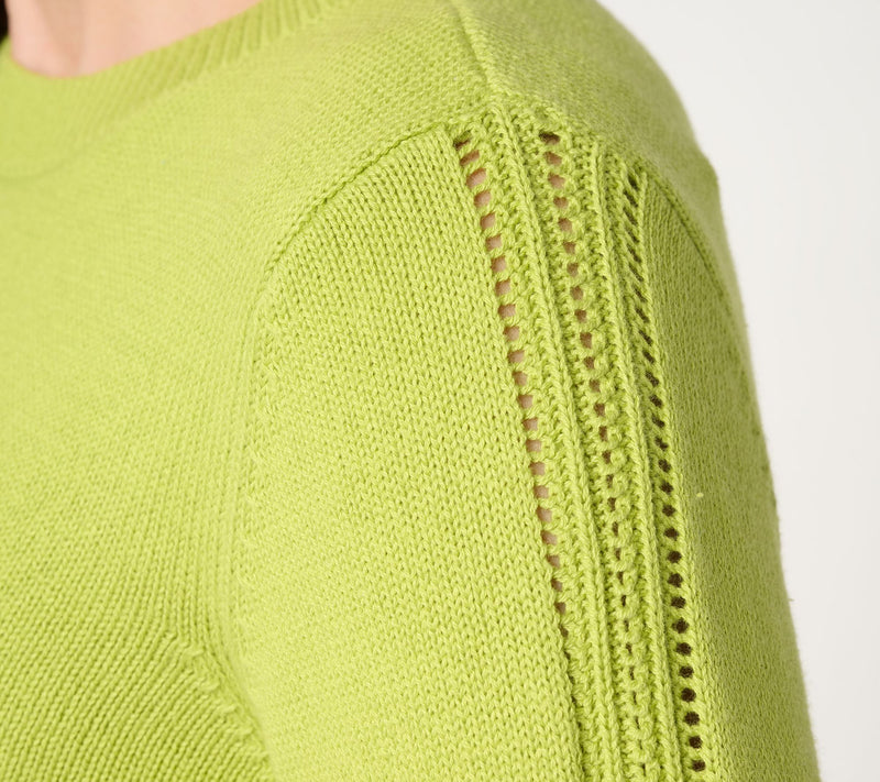Susan Graver Crew Neck Sweater with Novelty Sleeve Detail — View 6