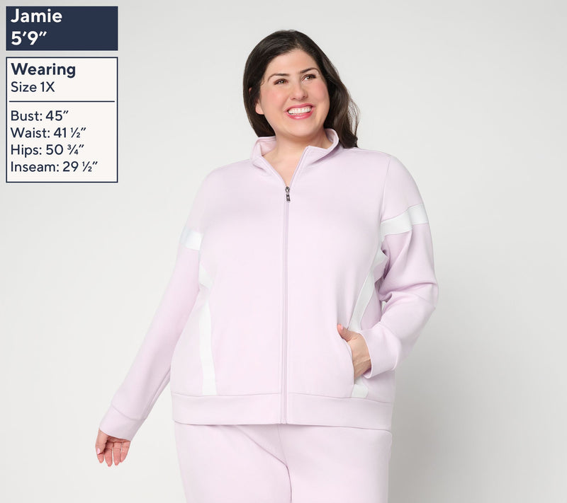 Belle by Kim Gravel ScubaLuxe Sport Stripe Jacket — View 2