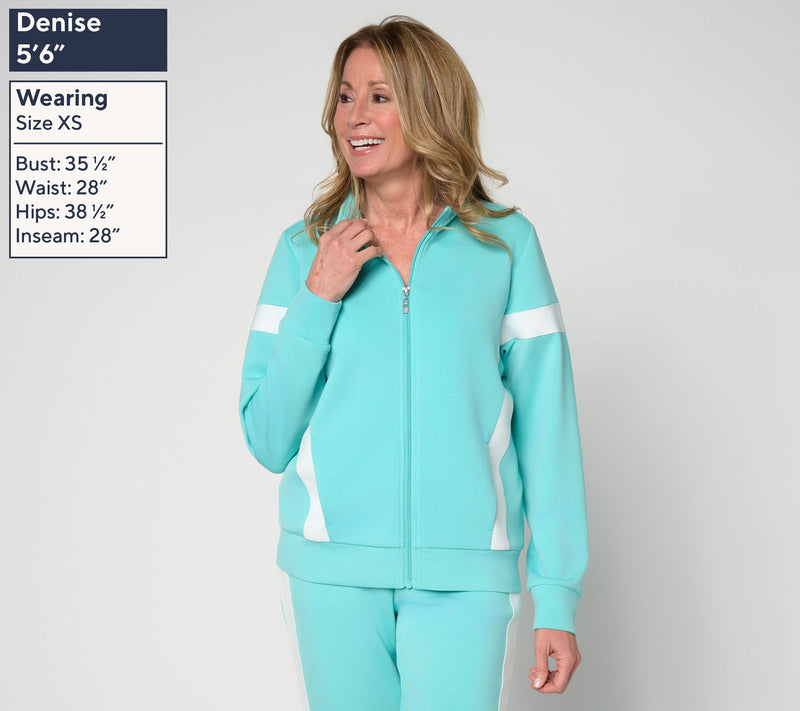 Belle by Kim Gravel ScubaLuxe Sport Stripe Jacket — View 3