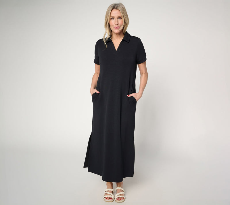 Belle by Kim Gravel Petite ScubaLuxe Escape Edit Polo Maxi Dress — View 7