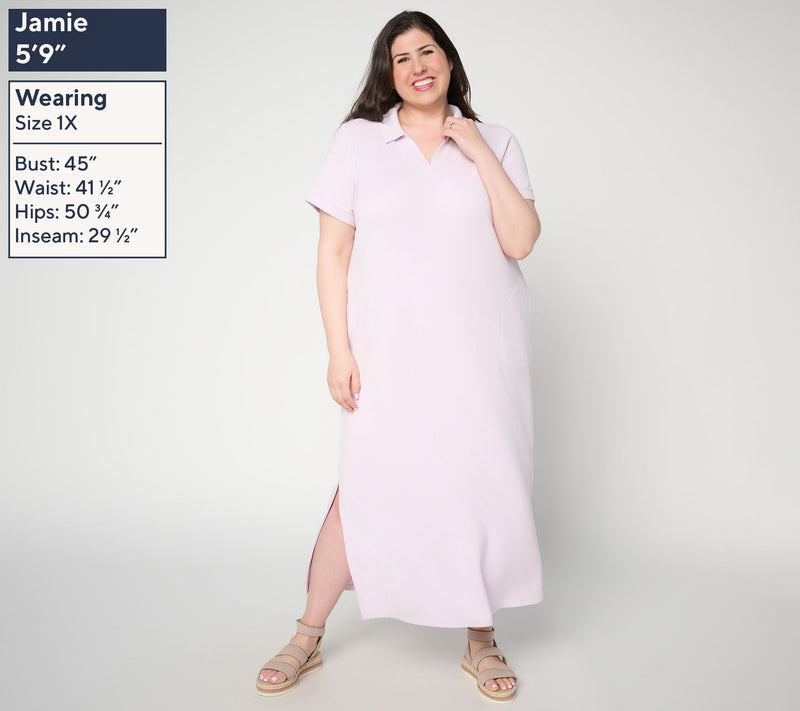 Belle by Kim Gravel Petite ScubaLuxe Escape Edit Polo Maxi Dress — View 12