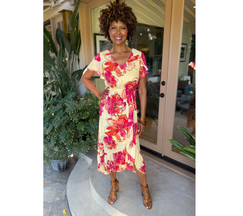 BEAUTIFUL by Lawrnece Zarian Petite Flutter Sleeve Dress — View 11