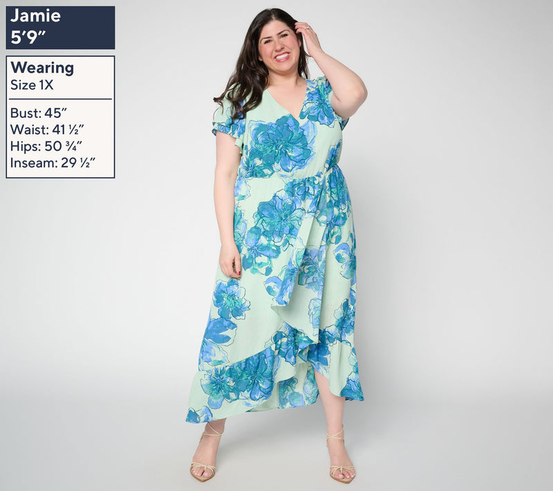 BEAUTIFUL by Lawrnece Zarian Petite Flutter Sleeve Dress — View 8