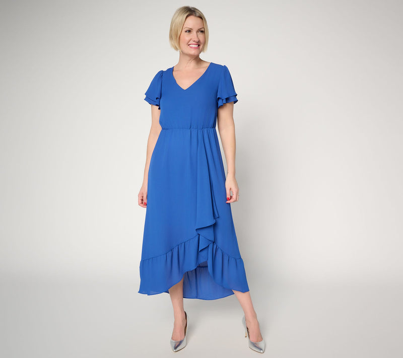 BEAUTIFUL by Lawrnece Zarian Petite Flutter Sleeve Dress — View 3