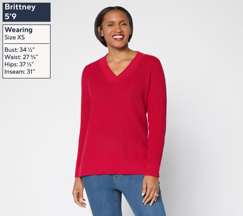 Belle by Kim Gravel Pardon My Pop Skinny Shaker V Neck Sweater — View 2