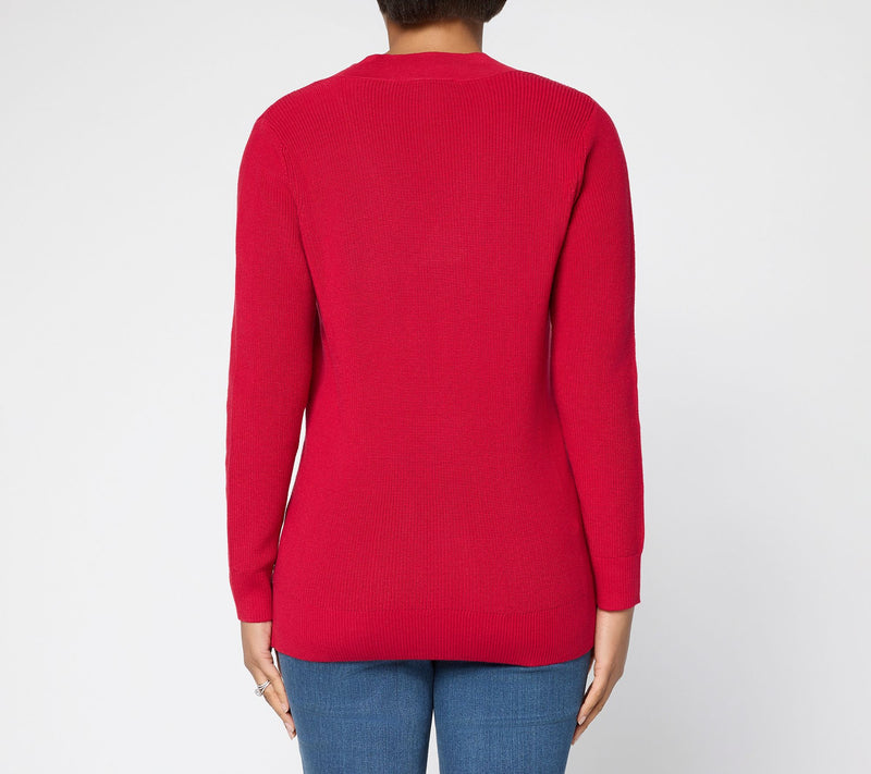 Belle by Kim Gravel Pardon My Pop Skinny Shaker V Neck Sweater — View 3