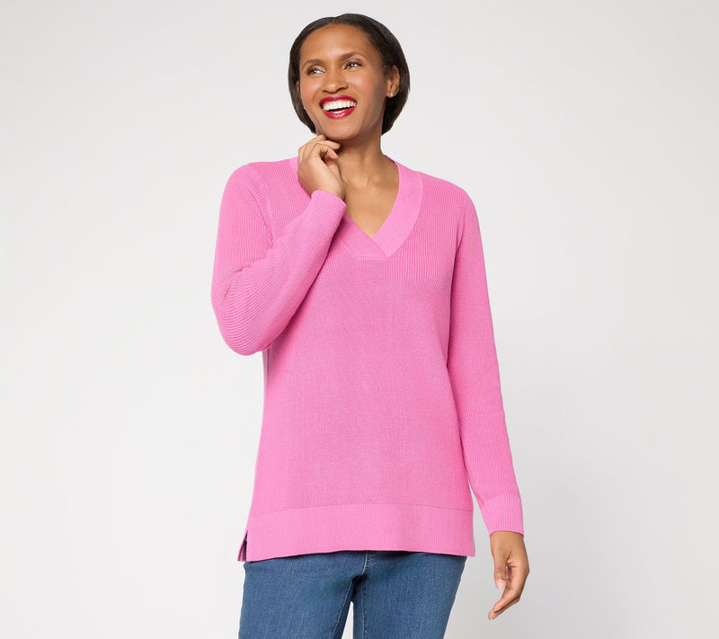 Belle by Kim Gravel Pardon My Pop Skinny Shaker V Neck Sweater — View 14