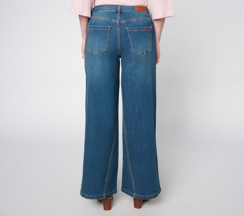 Peace Love World Regular Full Length Wide Leg Denim Pants w/Gusset — View 6
