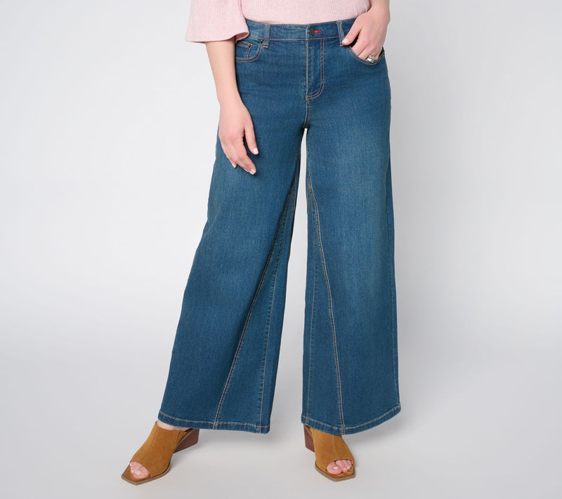 Peace Love World Regular Full Length Wide Leg Denim Pants w/Gusset — View 5